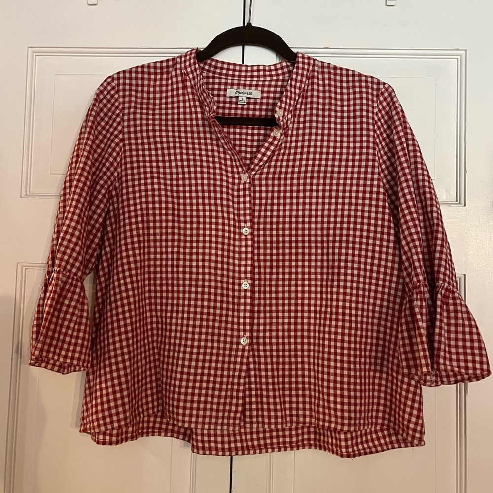 Madewell Red Gingham Blouse